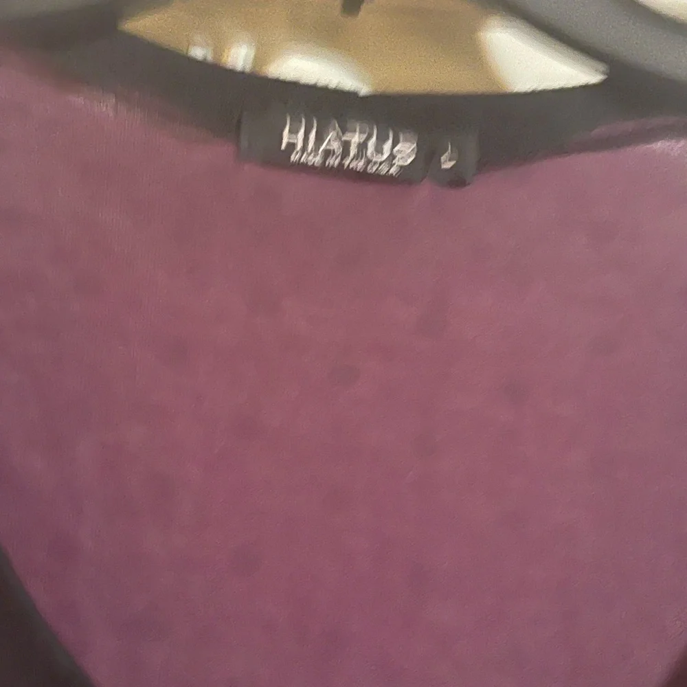 Hiatus purple polka dot top. Size large. Tie in back.  Good shape - Picture 2 of 4